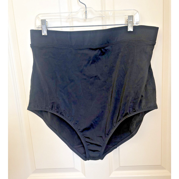 SWIM BY CACIQUE WOMENS 20 Black HIGH RISE SWIM BIKINI BOTTOM - Picture 1 of 3